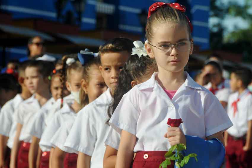 First grade children join the José Martí Pioneers Organization