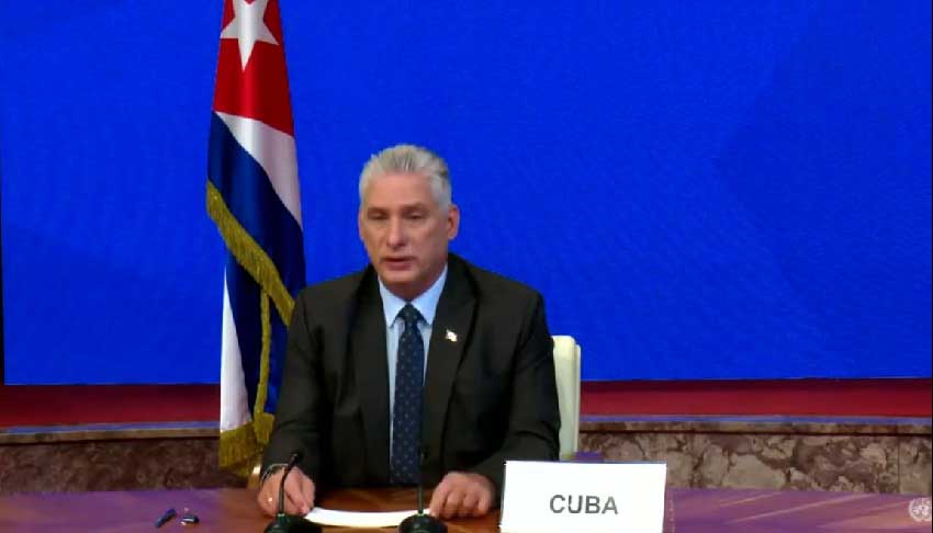 Cuban President Miguel Díaz-Canel Bermúdez addressed Tuesday the "Delivering Climate Action: for People, Planet & Prosperity" - High-level Thematic Debate
