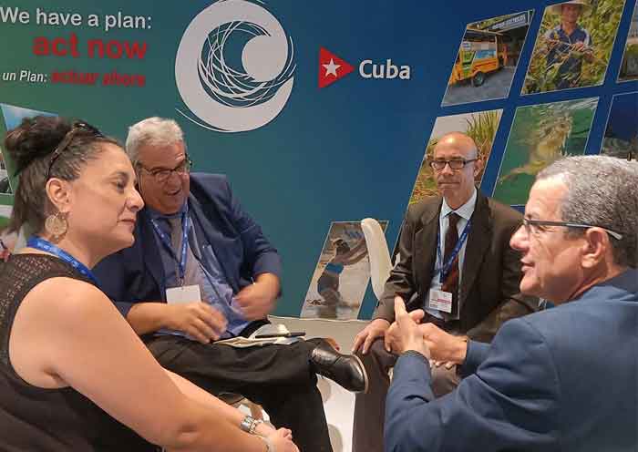 El encuentro ocurrió en el pabellón cubano en la 28 Conferencia de las Partes de la Convención Marco de Naciones Unidas sobre Cambio Climático (COP28)