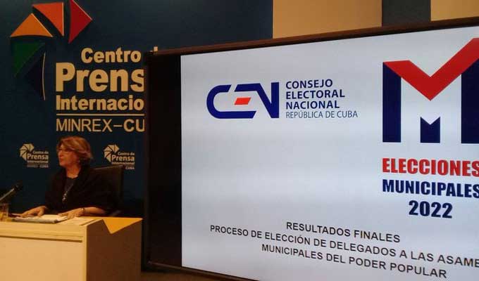 La presidenta del Consejo Electoral Nacional (CEN) anunció hoy que cinco circunscripciones de Cuba irán mañana a una tercera vuelta 