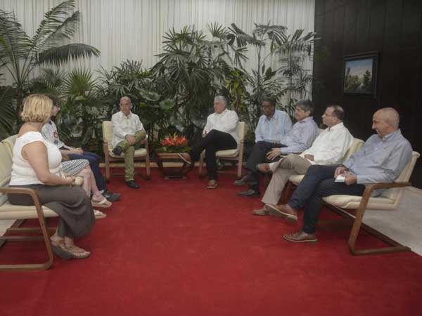 Cuban President Miguel Diaz-Canel welcomed Cuban American teacher Carlos Lazo and their companions