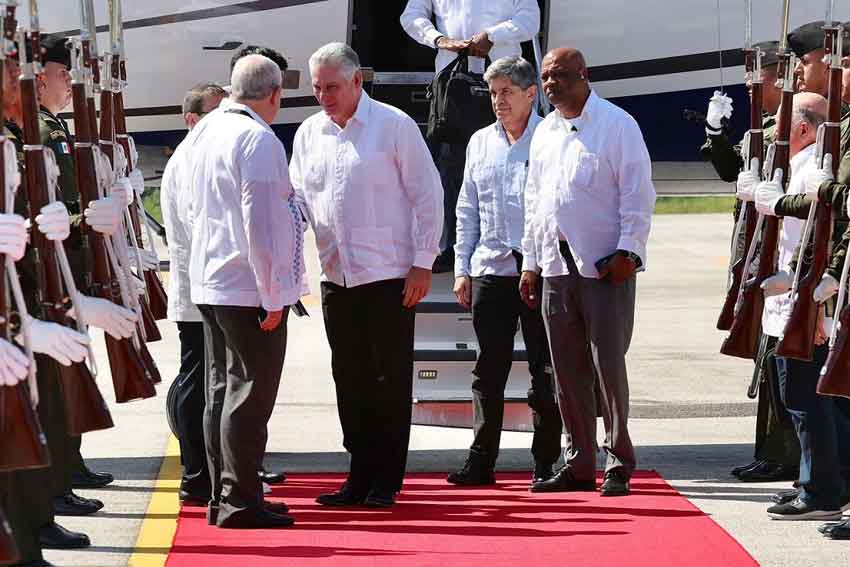The Cuban President is in Palenque, Mexico, for migration summit.