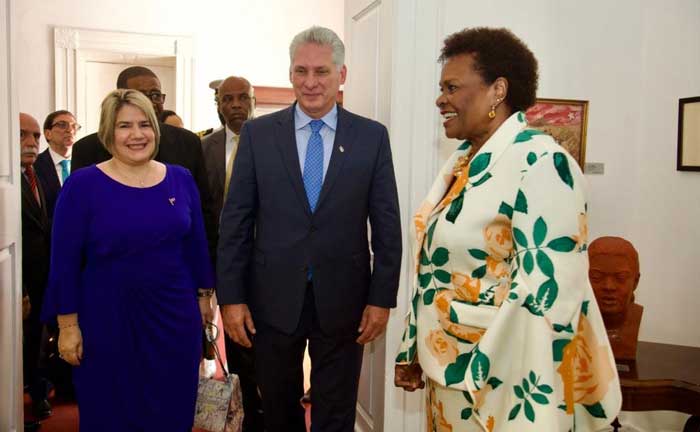 Cuban President Miguel Díaz-Canel on Monday held high-level meetings with his Barbadian counterpart Dame Sandra Mason