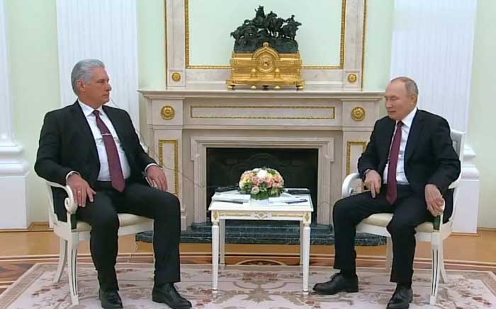 Russian President Vladimir Putin and his Cuban counterpart, Miguel Diaz-Canel, met at the Kremlin on Tuesday 