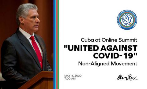 Miguel Díaz-Canel Bermúdez, president of the Republic of Cuba at the Online Summit of the Non-Aligned Movement in response to COVID-19.
