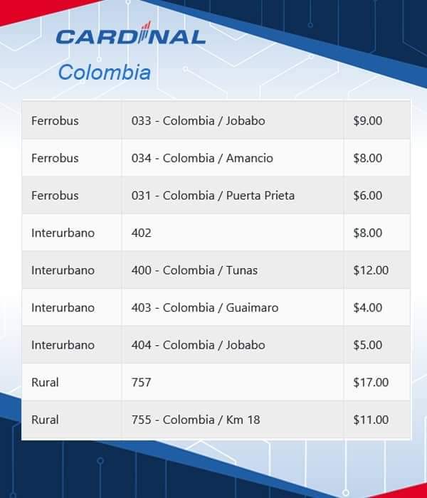 colombia precios transporte