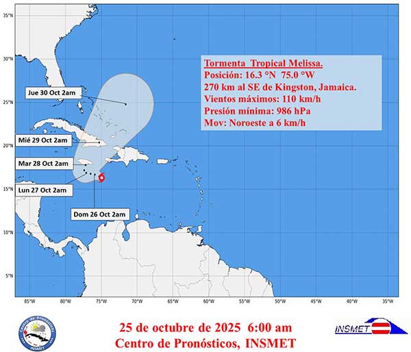 Posible trayectoria de TT Melissa.