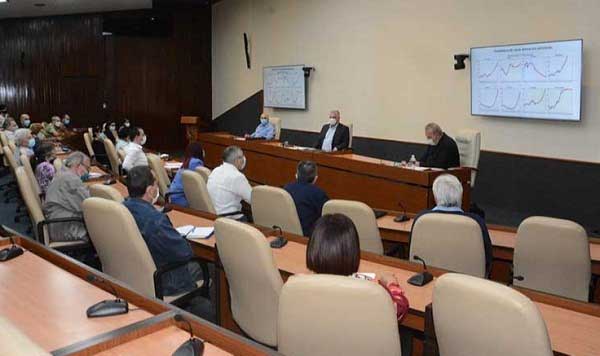 Meeting in Havana between Cuban President Miguel Díaz-Canel and scientists and experts involved in the fight against the COVID pandemic