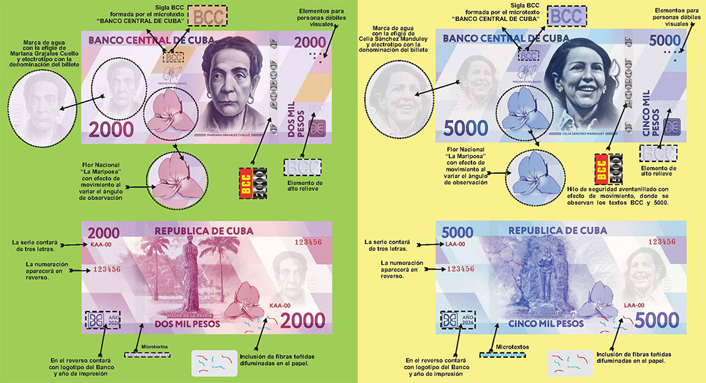 billetes nuevos 2mil y 5 mil pesos