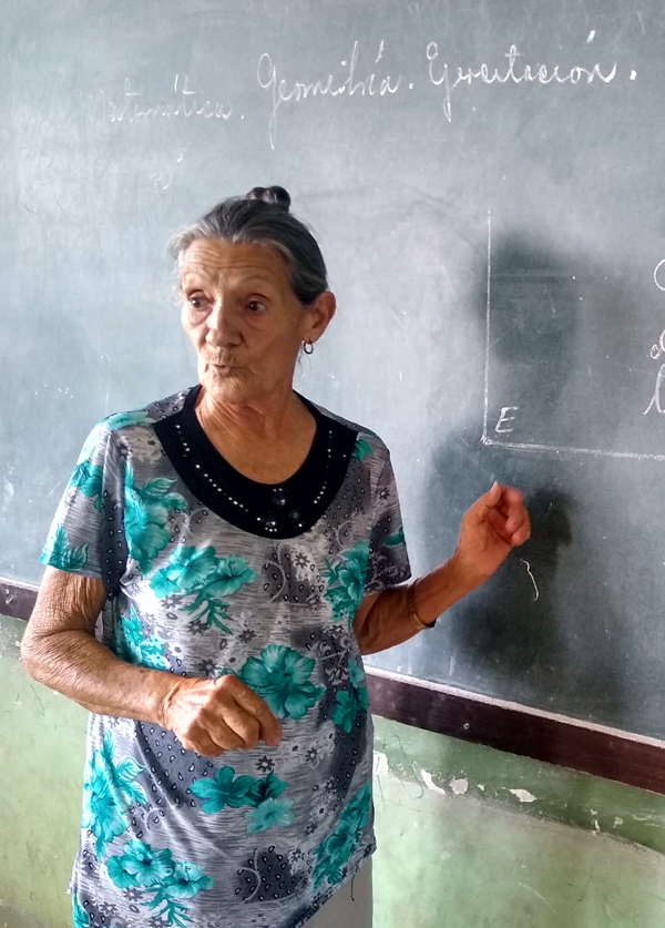 Teacher Sofía, at the Juan Ramón Ochoa Elementary School.