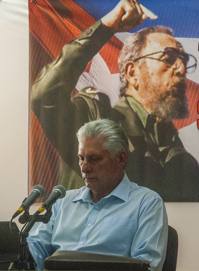 Cuban President Miguel Díaz-Canel in Manatí.