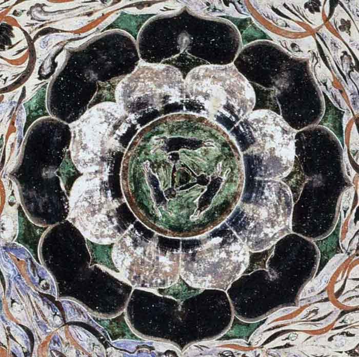 The photo shows a three-hare symbol found at the Mogao Grottoes, Dunhuang, northwest China's Gansu province.