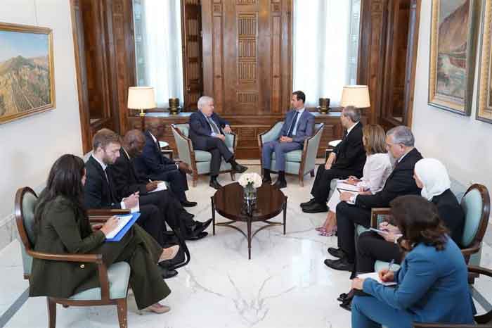 Syrian President Bashar Al-Assad received Martin Griffiths, the Under-Secretary-General for UN-OCHA