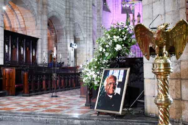 Requiem mass of South African anti-Apartheid icon Archbishop Desmond Tutu at St. George's Cathedral in Cape Town